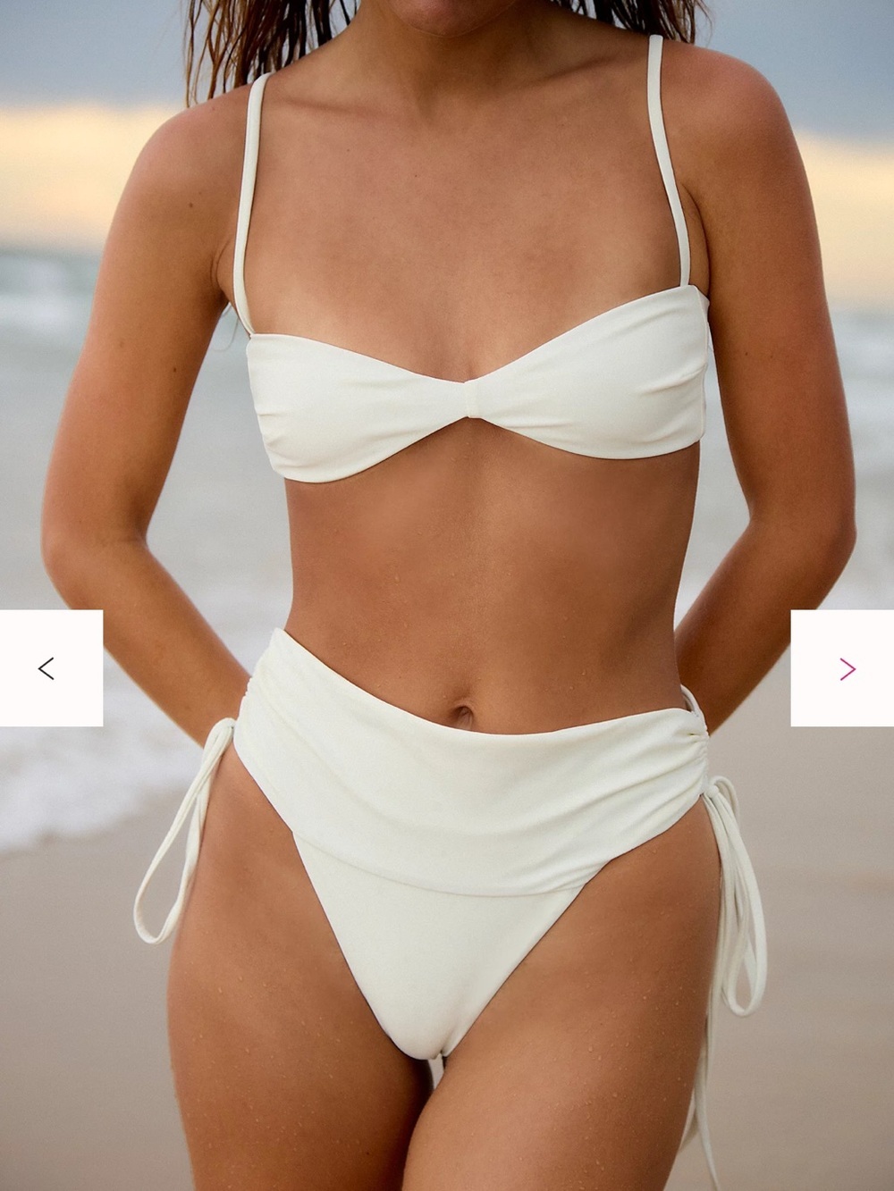Mare Perpetua Spirituelle High-Rise Bikini Bottoms Moonstone/Ivory Size Small